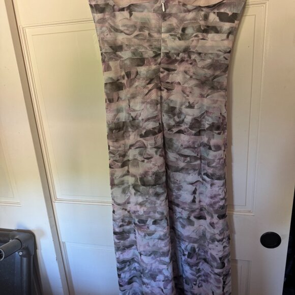 BCBG Ruffled Print Silk Gown - strapless formal gown - Picture 9 of 13